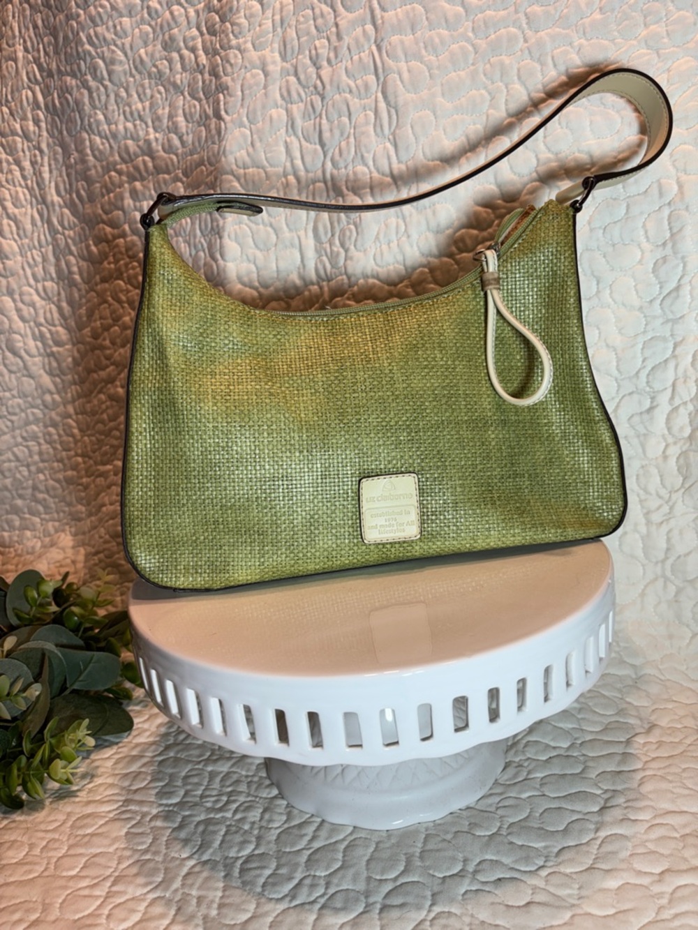 Liz Claiborne Y2K Style Green Woven Shoulder Bag